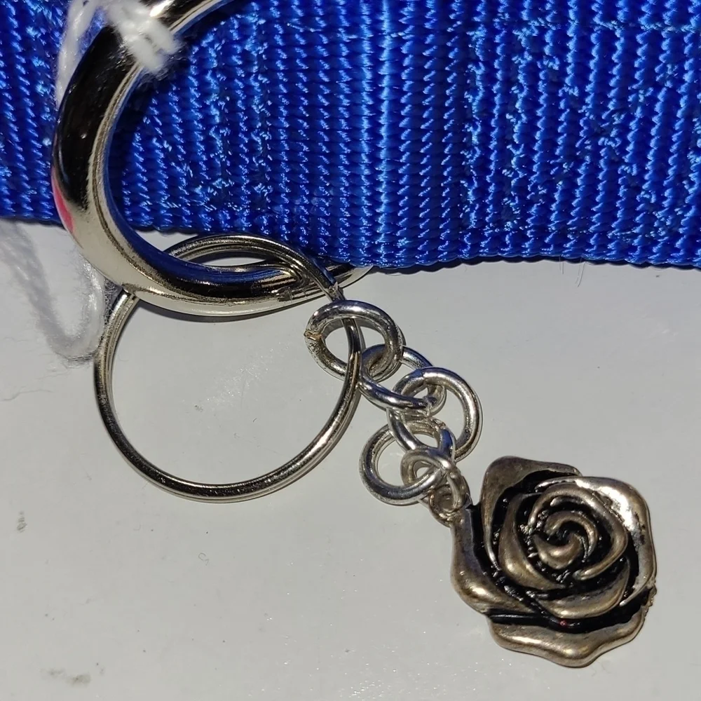 Top Paw Customized Dog Collar TALK TO THE PAW Blue Silver Flower Bling S…
